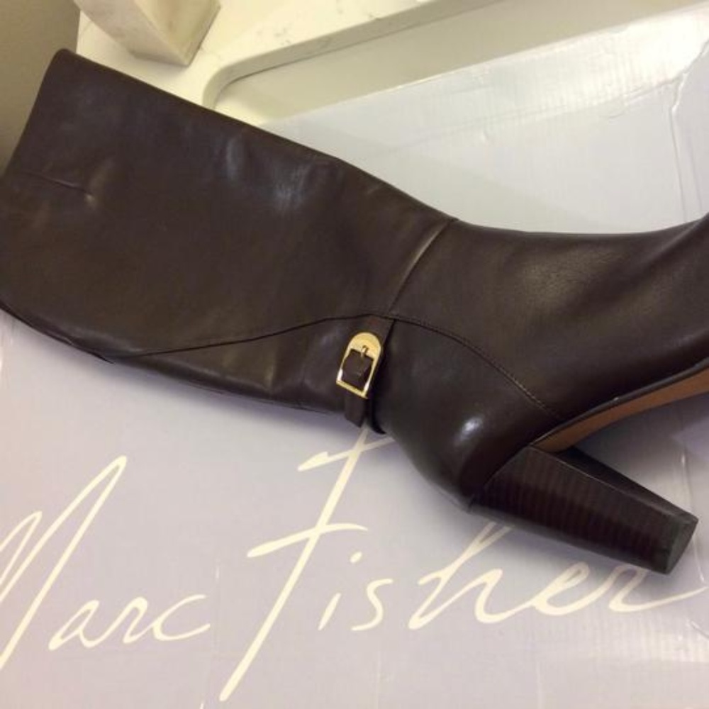 Marc Fisher Shayna Tall Brown Leather Boot NWT